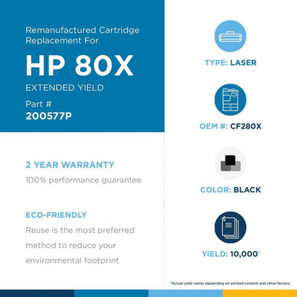 Clover Technologies Remanufactured Extended Yield Laser Toner Cartridge - Alternative For Hp 80X (Cf280X, Cf280X(J)) - Black Pack