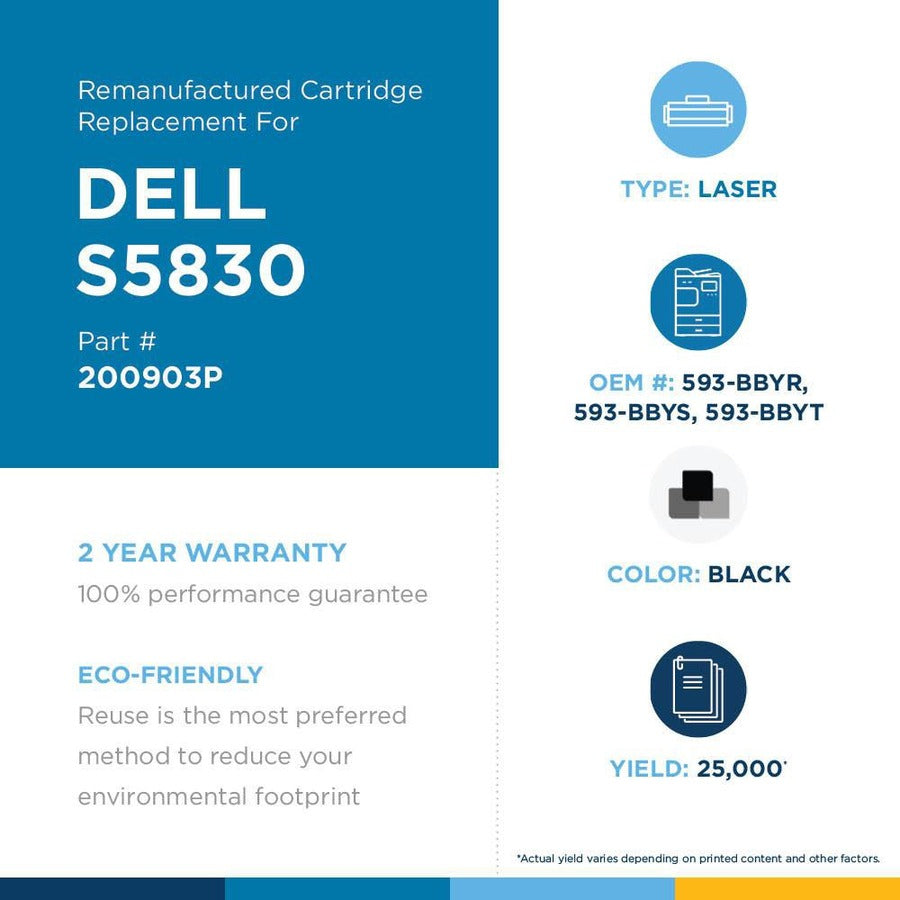 Clover Technologies Remanufactured High Yield Laser Toner Cartridge - Alternative For Dell (S5830, 593-Bbys, 593-Bbyr, 593-Bbyt) - Black Pack