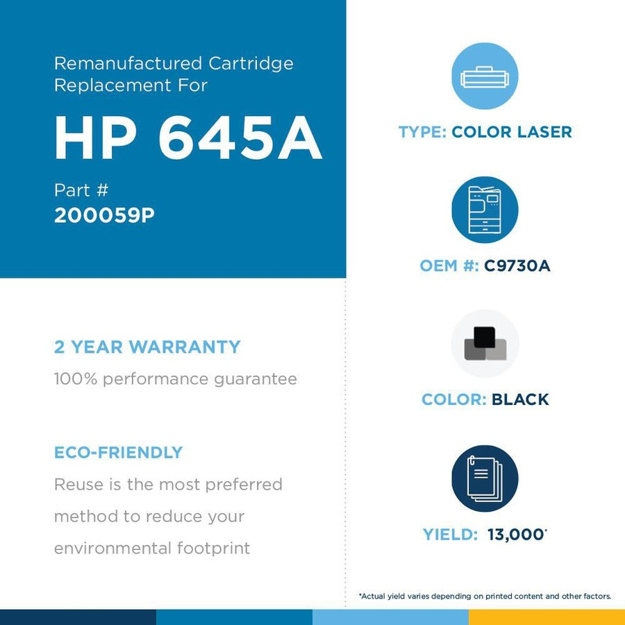 Clover Technologies Remanufactured Laser Toner Cartridge - Alternative For Hp 645A, Ep-86Bk (C9730A, 6830A005) - Black Pack