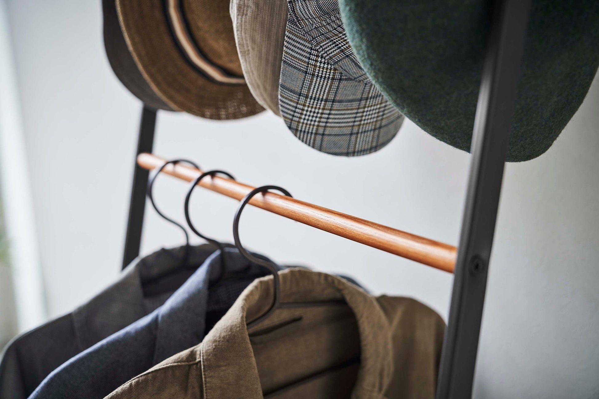 Coat Rack with Hat Storage (66" H) - Steel + Wood