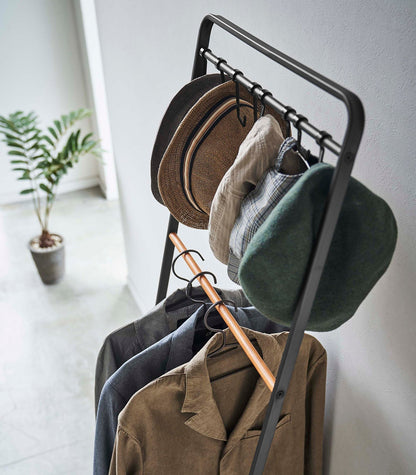 Coat Rack with Hat Storage (66" H) - Steel + Wood