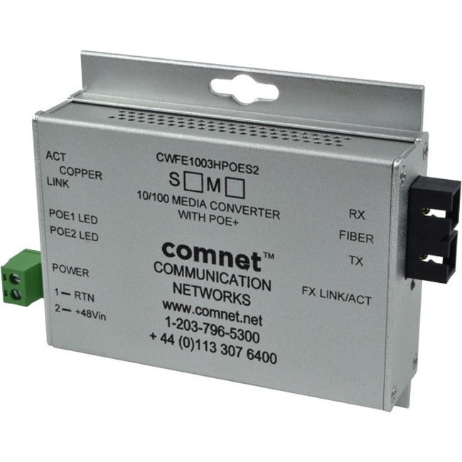 Comnet Commercial Grade 100Mbps Media Converter With 48V Poe, Mini, "B" Unit Cwfe1002Bpoemho/M
