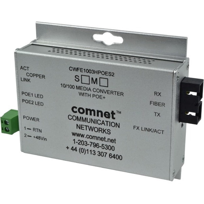 Comnet Commercial Grade 100Mbps Media Converter With 48V Poe, Mini, "B" Unit Cwfe1004Bpoes/M