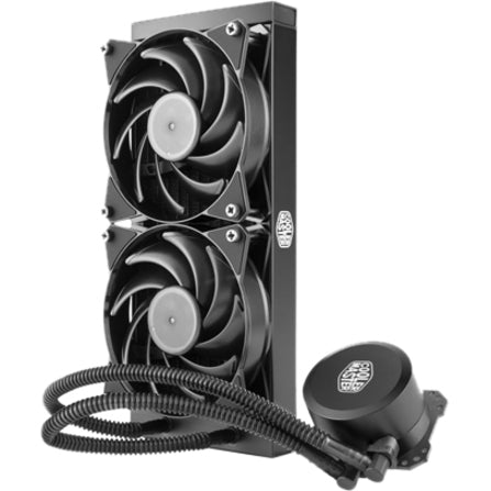 Cooler Master Masterliquid Lite 240 Aio Cpu Liquid Cooler, White Led Pump, Fep Tubing, Dual 120Mm Air Balance Mf, Dual Dissipation Technology