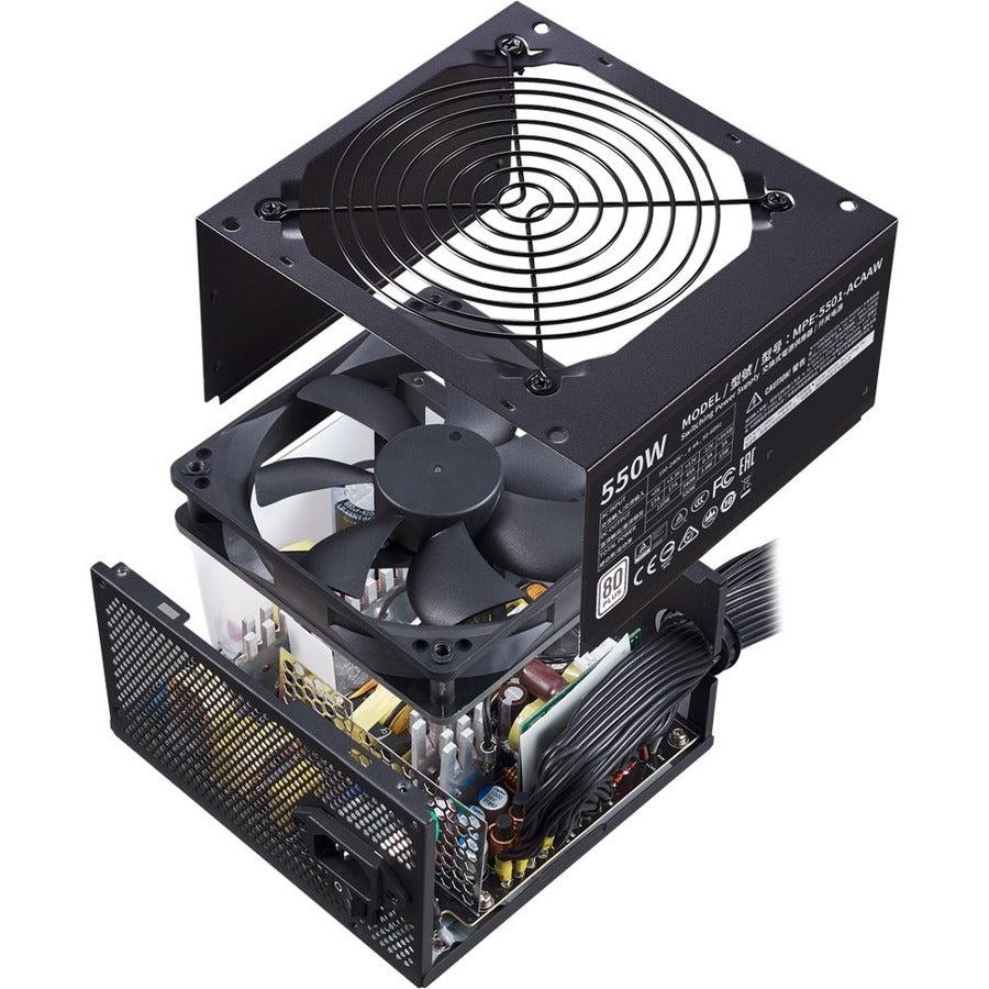 Cooler Master Mpe-5501-Acaaw-Us Mwe 550 White 550W 80+ White Psu W/ Hydro-Dynamic-Bearing Silent 120Mm Fan, Single +12V Rail, Flat Black Cables