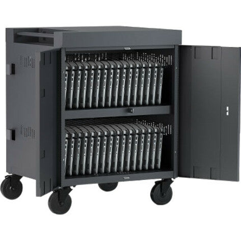 Cube Charge Cart 16 Ac Bp Bp,1.4In W Slots Black Pumice Finish