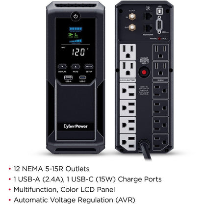 Cyberpower Intelligent Lcd Ups Cp1500Avrlcd3 1500Va Mini-Tower Ups