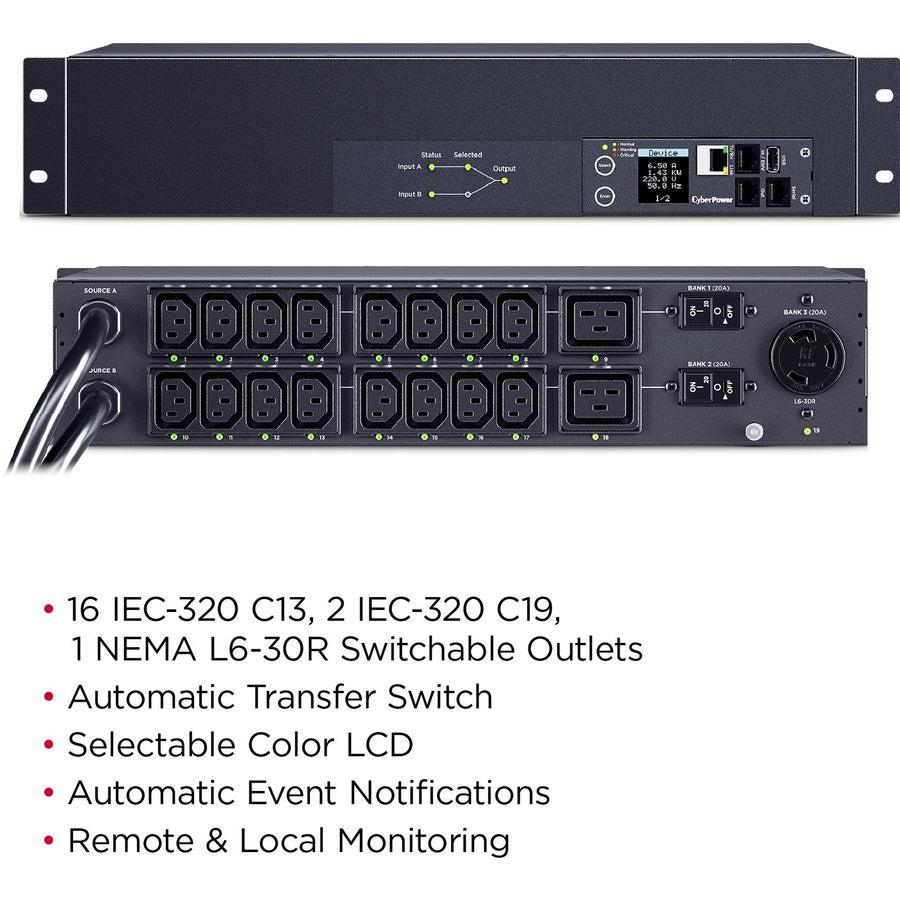 Cyberpower Metered Ats Pdu Pdu44007 19-Outlets Pdu