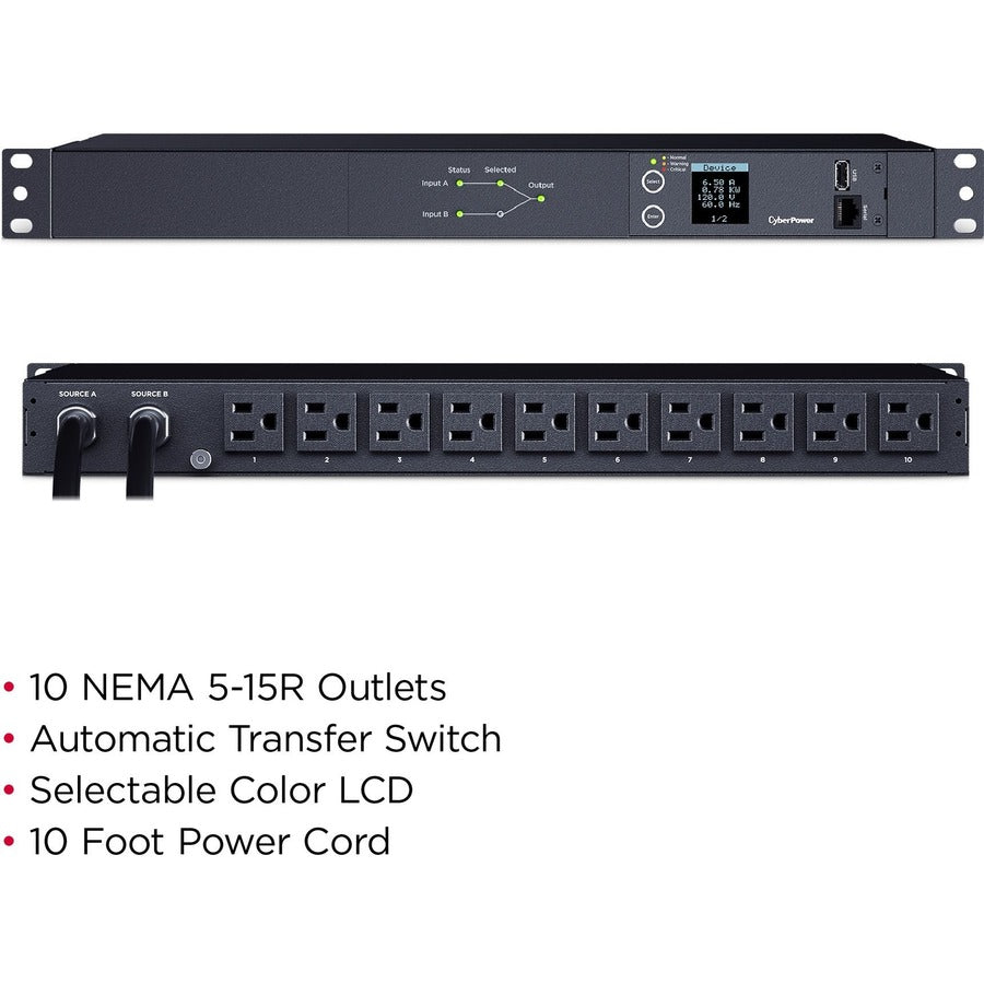 Cyberpower Switched Ats Pdu Pdu24001 10-Outlets Pdu