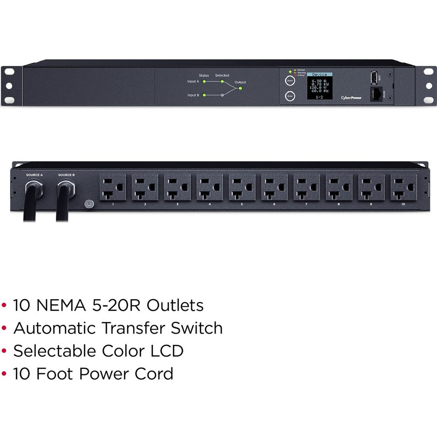 Cyberpower Switched Ats Pdu Pdu24005 10-Outlets Pdu