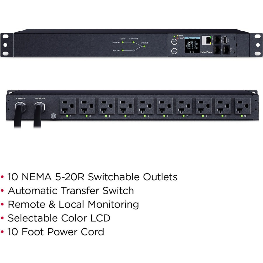 Cyberpower Switched Ats Pdu Pdu44002 10-Outlets Pdu