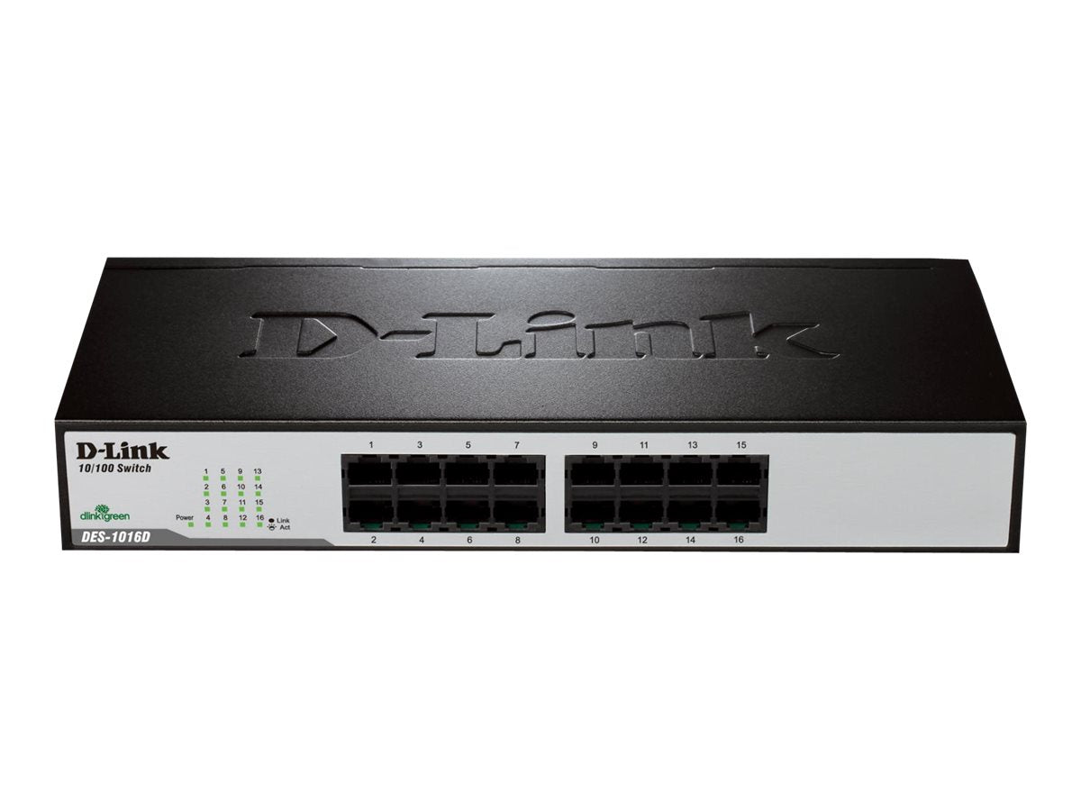 D-Link DES 1016D - Switch - unmanaged - 16 x 10/100 - desktop, rack-mo
