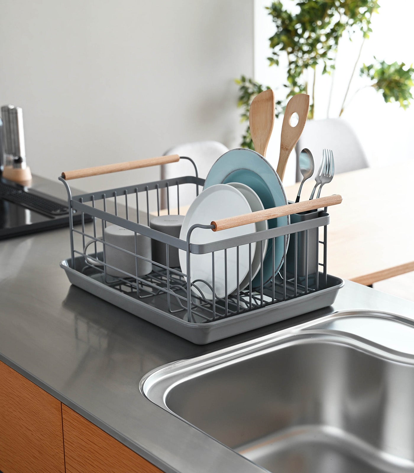 Dish Rack - Steel + Wood