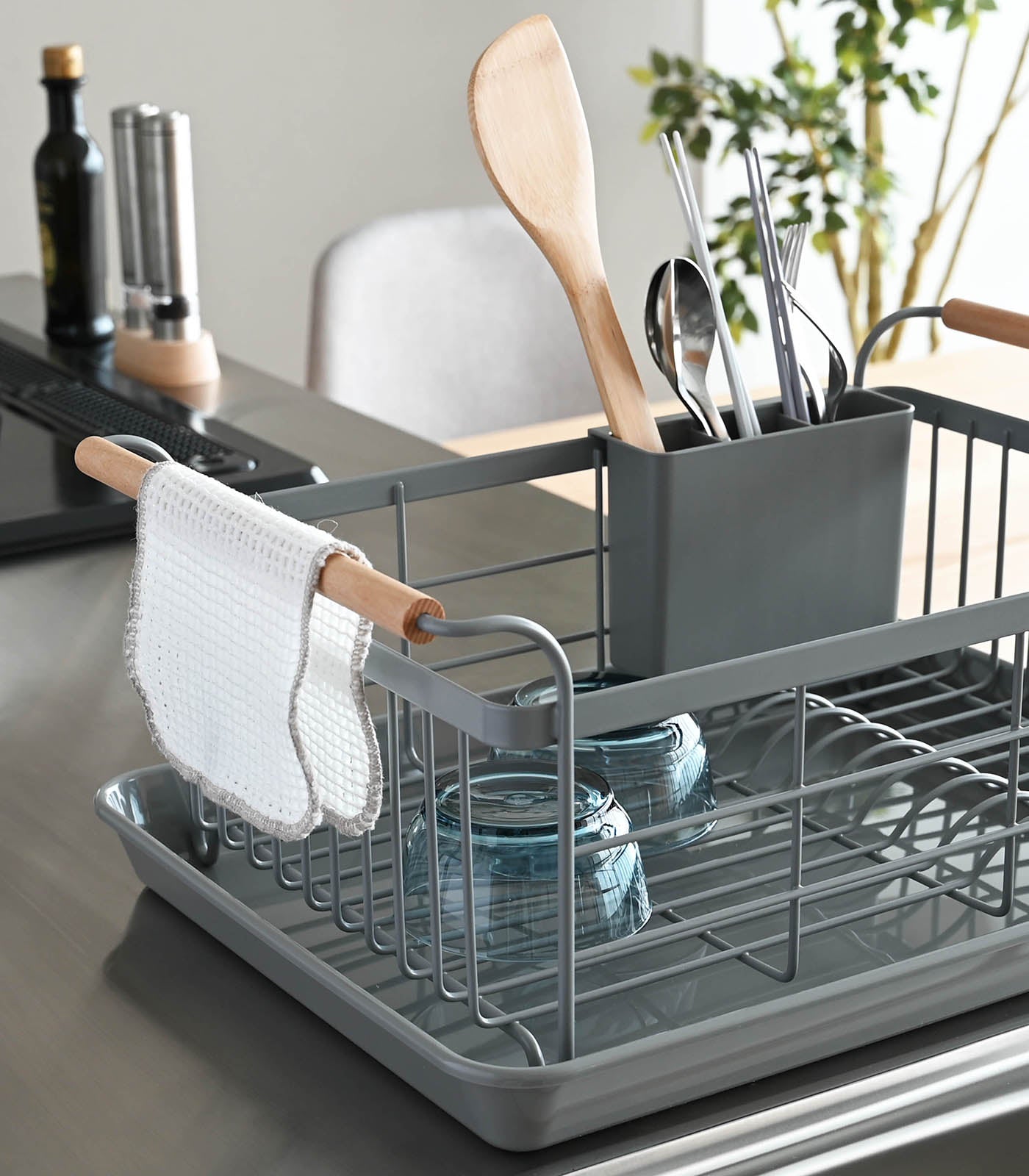 Dish Rack - Steel + Wood