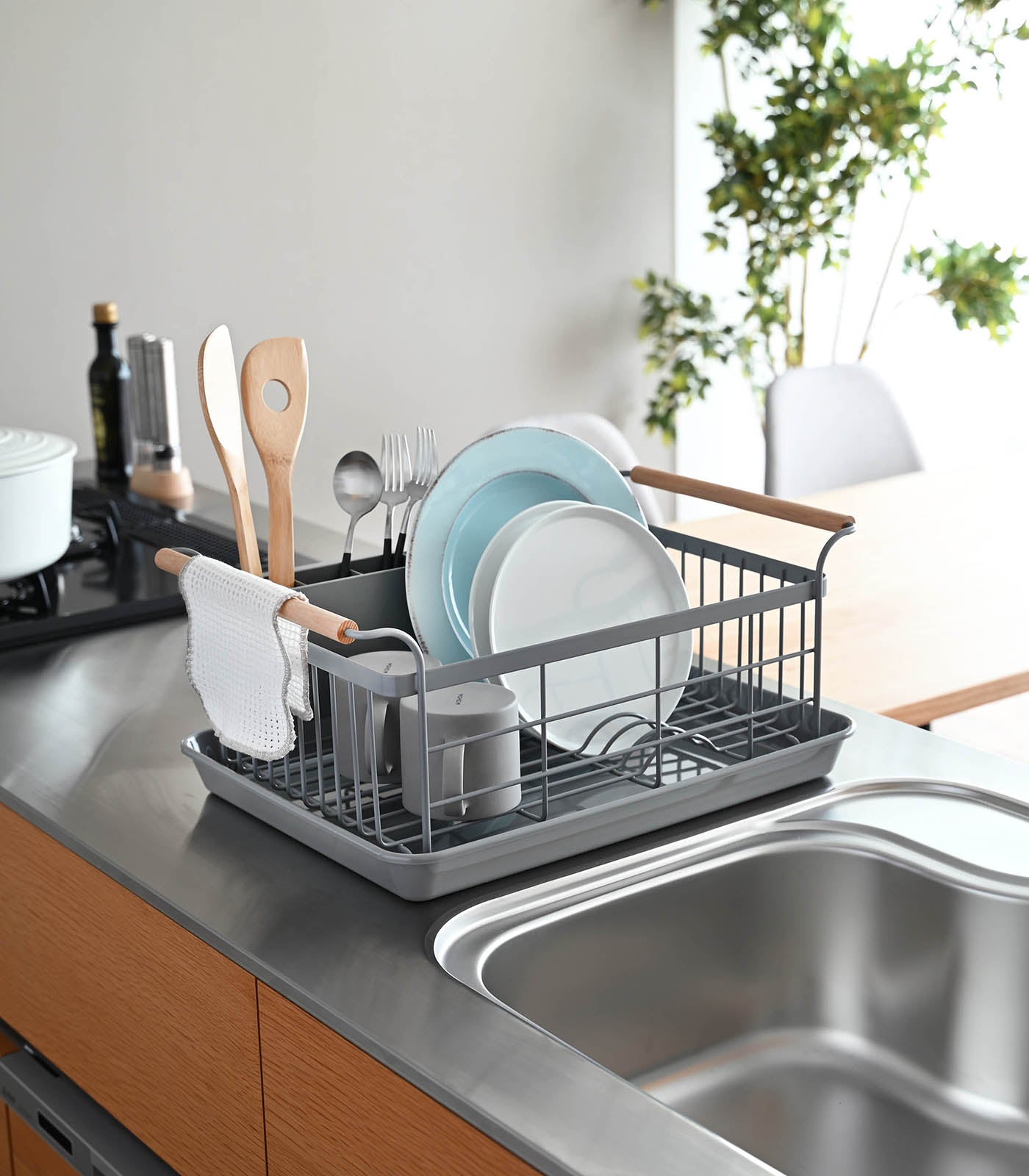 Dish Rack - Steel + Wood