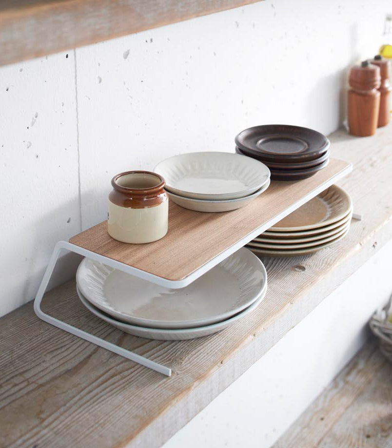 Dish Riser - 2 Sizes - Steel + Wood