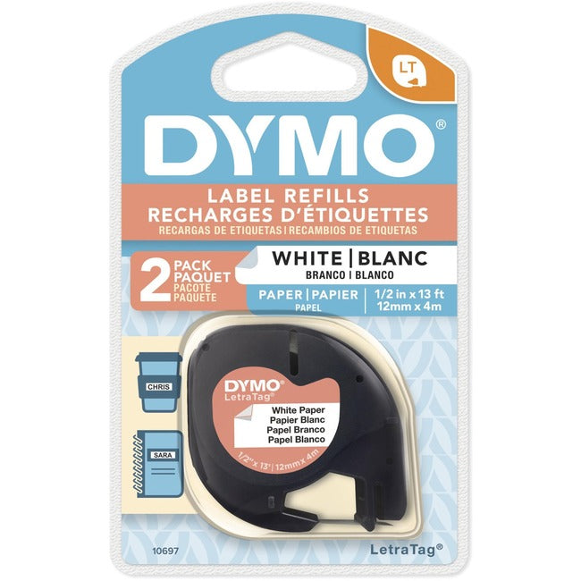 Dymo Letratag Paper Label 2 Pack White W Black Printing, 1/2 X 13- Must Ordered