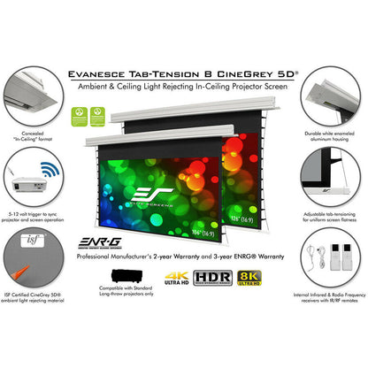 Elite Screens Evanesce Tab-Tension B Etb126Hd5-E10 126" Electric Projection Screen