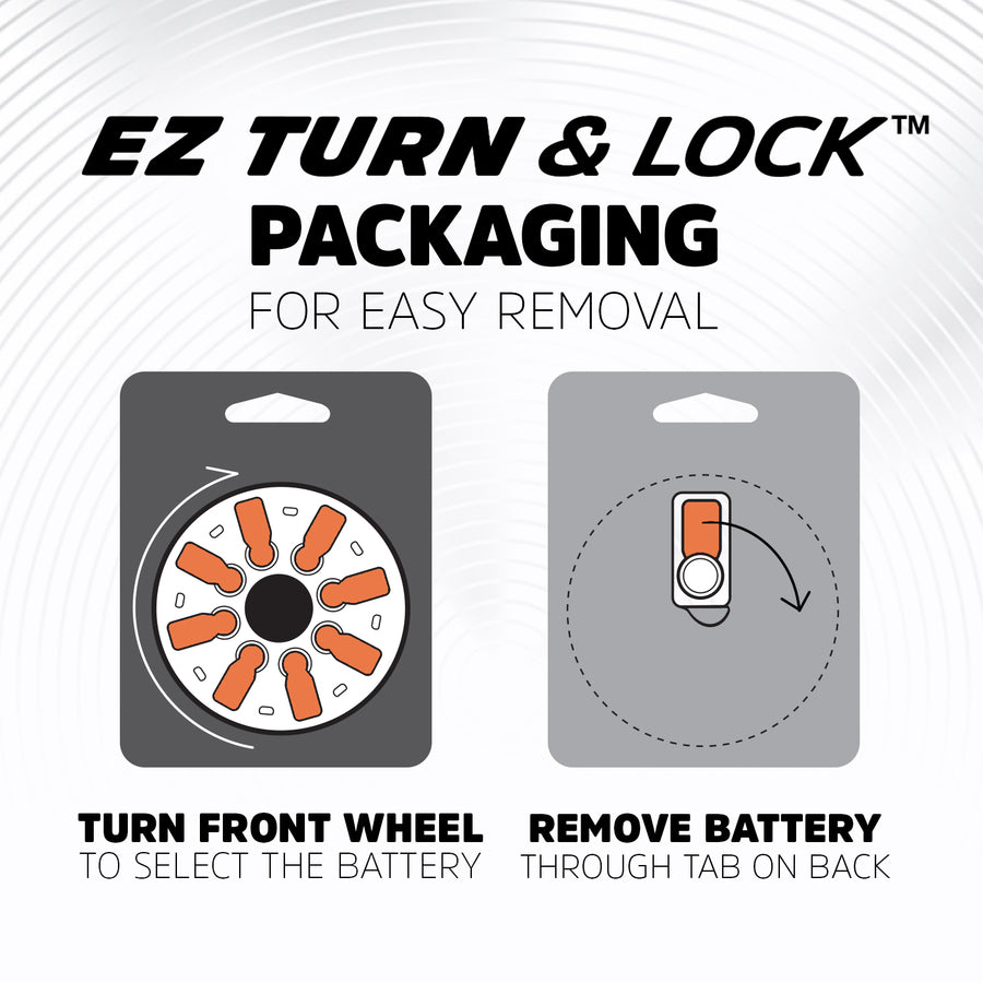 Energizer Ez Turn & Lock Size 13, 8-Pack, Orange