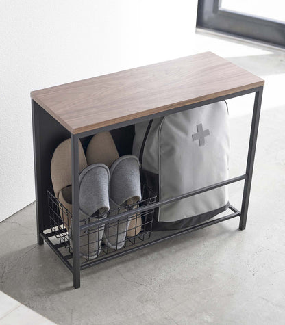 Entryway Storage Organizer & Bench (18" H) - Steel + Wood