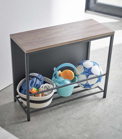 Entryway Storage Organizer & Bench (18" H) - Steel + Wood