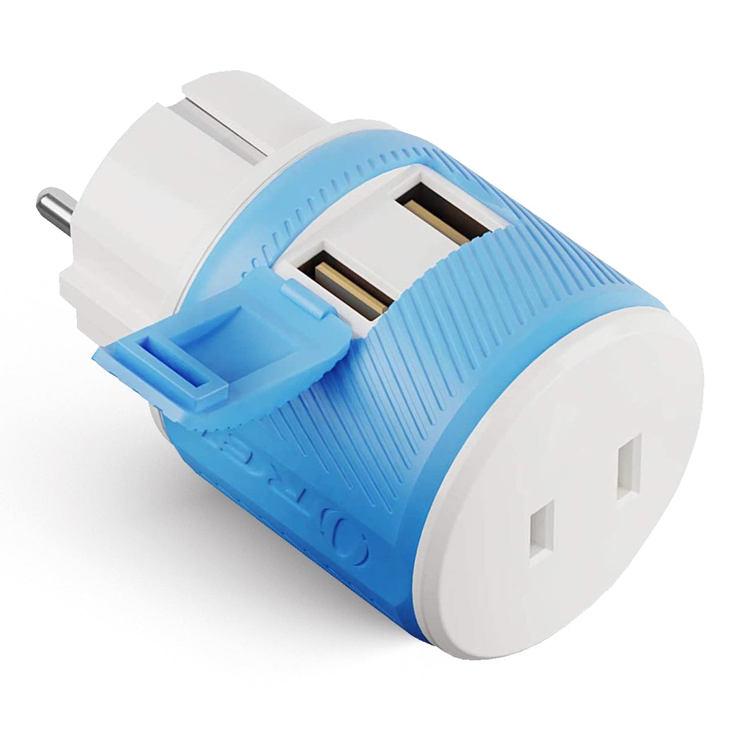 Europe, France Travel Adapter - 3 in 1 - 2 USB - Type E/F - Compact Design (U2U-9)