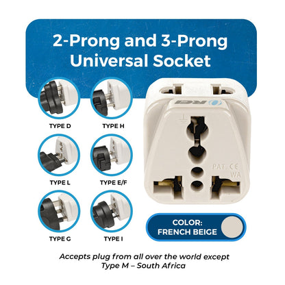 European Travel Adapter - 2 in 1 - Type C - Compact Design (DB-9C)