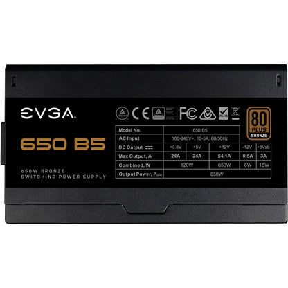 Evga 220-B5-0650-V1 650 B5, 80 Plus Bronze 650W, Fully Modular, Evga Eco Mode, 5 Year Warranty, Compact 150Mm Size, Power Supply