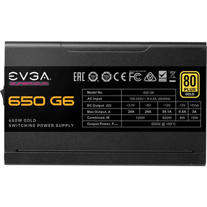 Evga Supernova G6 Series 220-G6-0650-X1 650W 80 Plus Gold Fully Modular 10 Year Warranty Power Supply