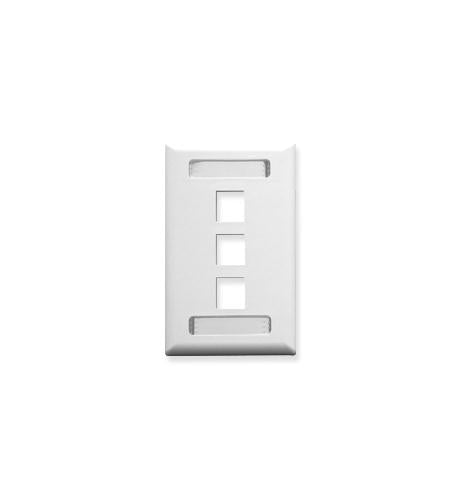 FACEPLATE- ID- 1-GANG- 3-PORT- WHITE ICC-IC107S03WH