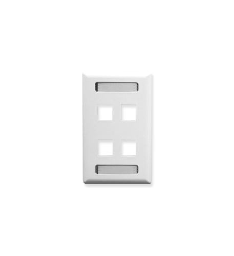 FACEPLATE- ID- 1-GANG- 4-PORT- WHITE ICC-IC107S04WH