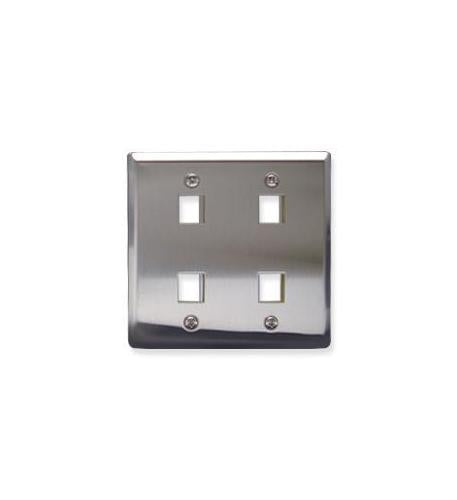 FACEPLATE- STAINLESS STEEL-2-GANG-4-PORT ICC-IC107DF4SS
