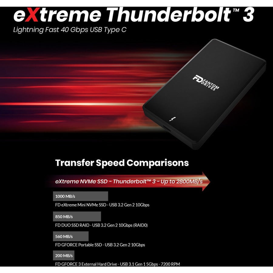 Fd 1Tb Extreme Thunderbolt 3,Nvm Portable Ssd 2800Mb/S Black Tb3X-2300N2Tb