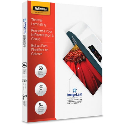 Fellowes Thermal Laminating Pouches - Imagelast&Trade;, Jam Free, Letter, 5 Mil, 50 Pack