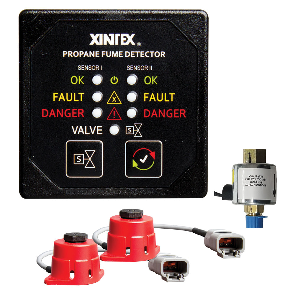 Fireboy-Xintex Propane Fume Detector, 2 Channel, 2 Sensors, Solenoid Valve &amp; Control &amp; 20&#39; Cable - 24V DC