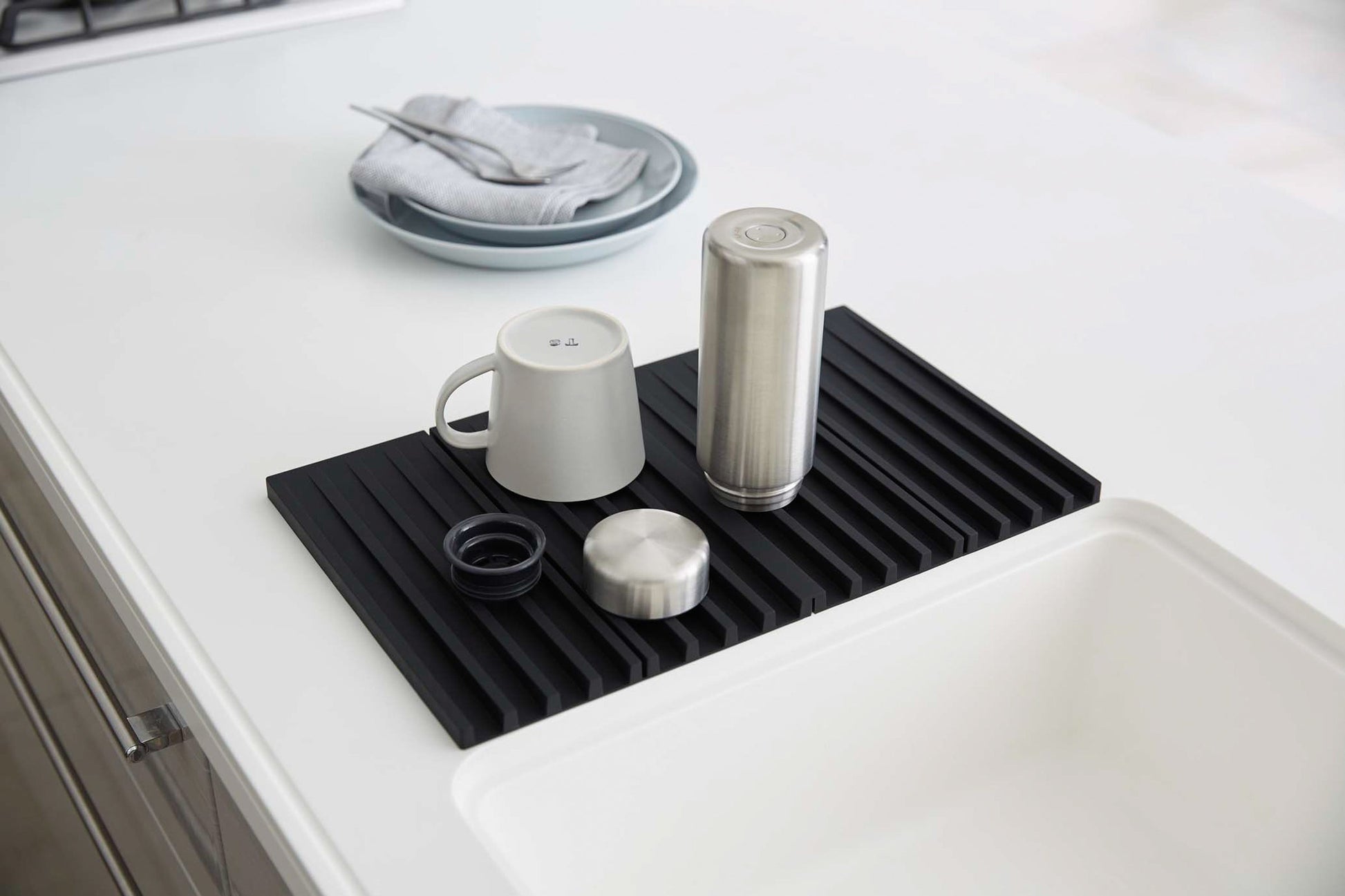 Folding Dish Drainer Mat & Trivet - Silicone