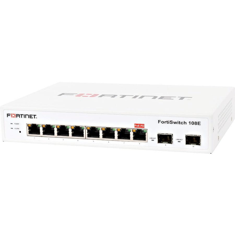 Fortinet Layer 2 Fortigate Switch Controller Compatible Switch With 8 X Ge Rj45 Ports, 2 X Ge Sfp, Fanless Line Ac And Pse Dual Powered.