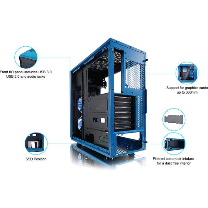 Fractal Focus G No Power Supply Atx Mid Tower W/ Window (Petrol Blue)