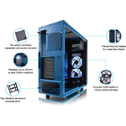 Fractal Focus G No Power Supply Atx Mid Tower W/ Window (Petrol Blue)