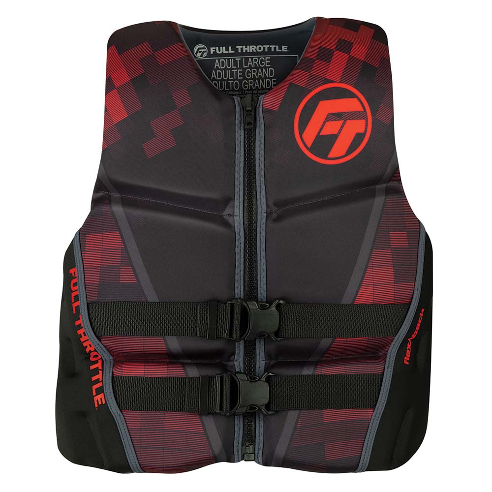 Full Throttle Men&#39;s Rapid-Dry Flex-Back Life Jacket - L - Black/Red