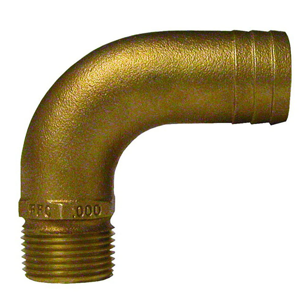 GROCO 3/4" NPT x 1" ID Bronze Full Flow 90&deg; Elbow Pipe to Hose Fitting