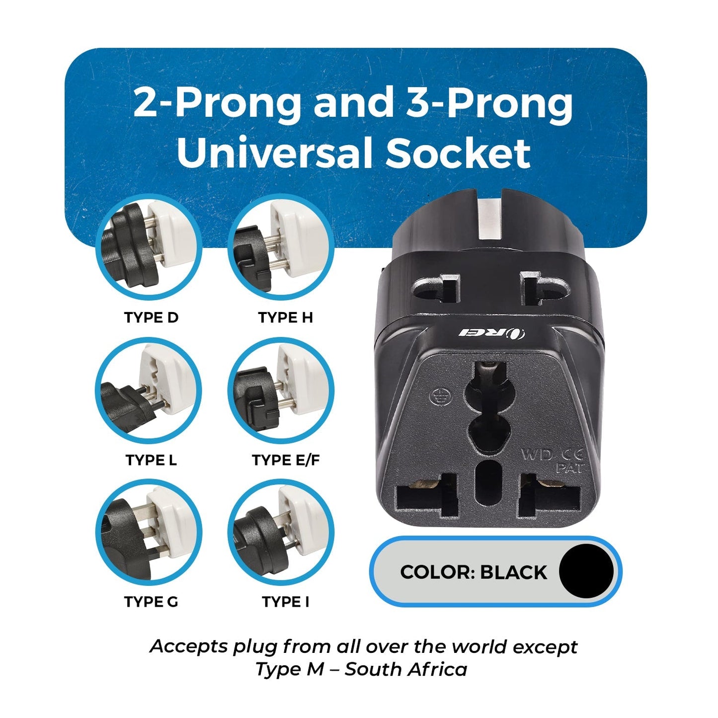 Germany, France Travel Adapter - 2 in 1 - Type E/F - Compact Design (DB-9)