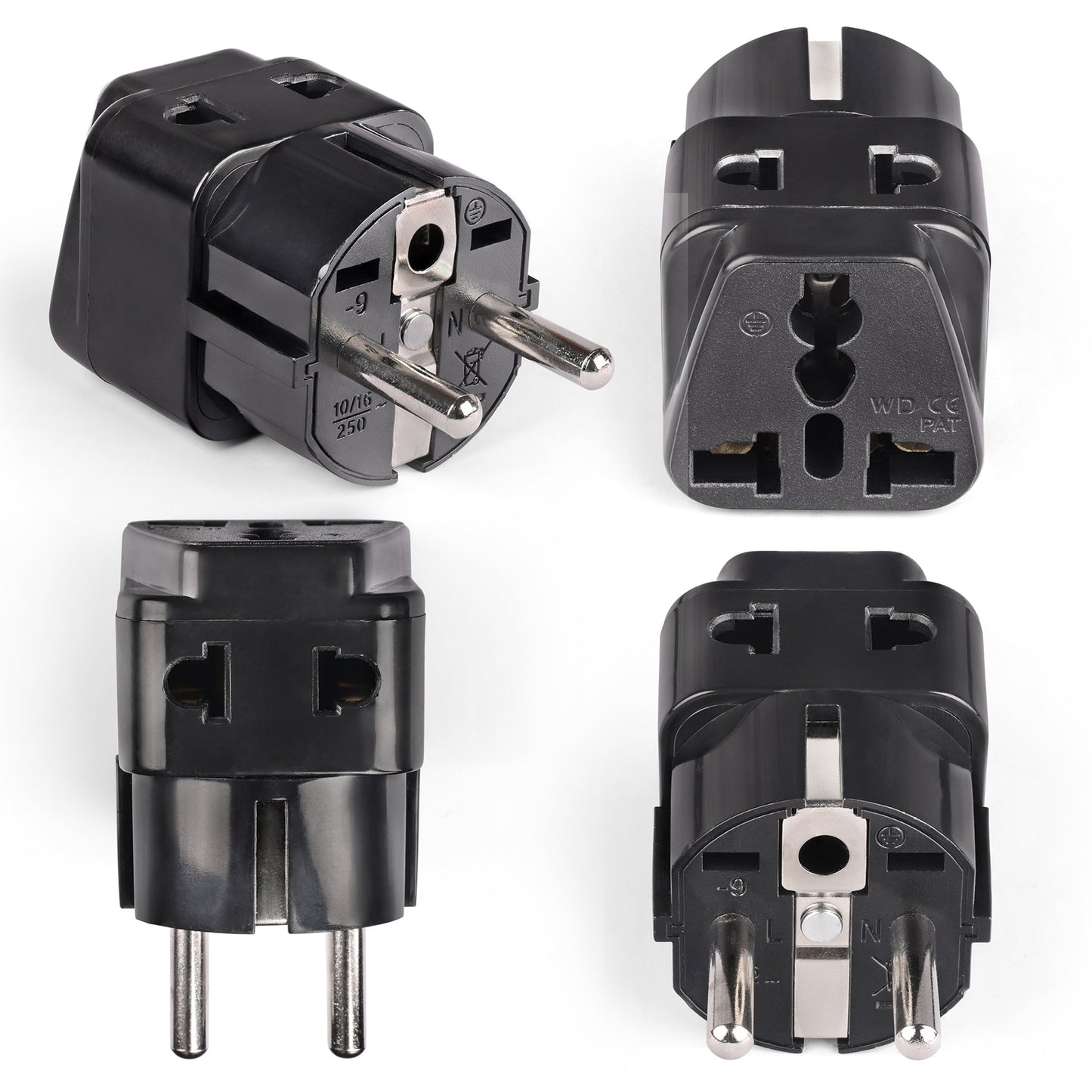 Germany, France Travel Adapter - 2 in 1 - Type E/F - Compact Design (DB-9)