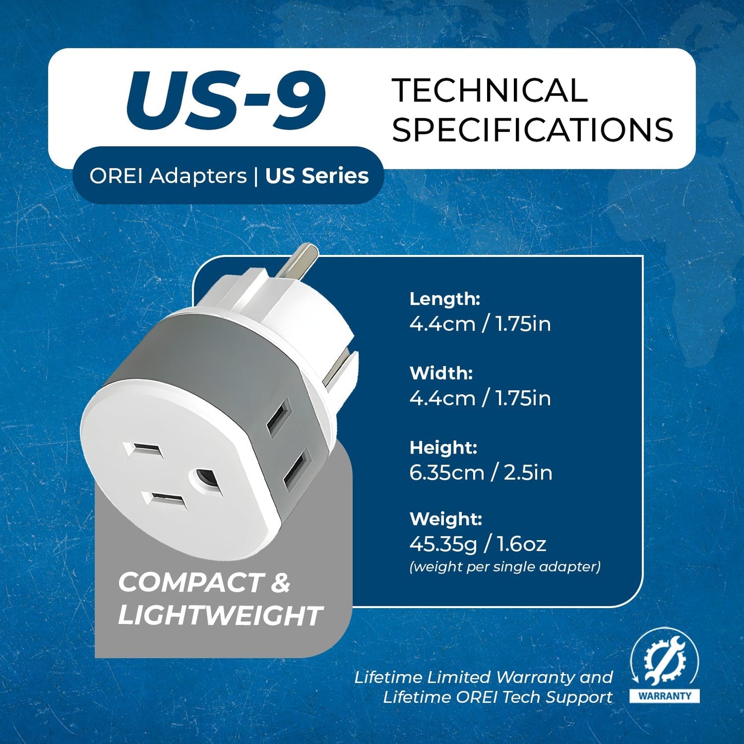 Germany, France Travel Adapter - 2 in 1 - Type E/F - Compact Design (US-9)