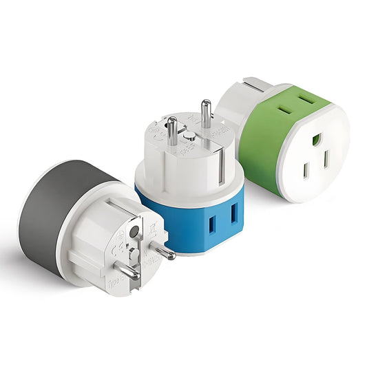 Germany, France Travel Adapter - 2 in 1 - Type E/F - Compact Design (US-9)