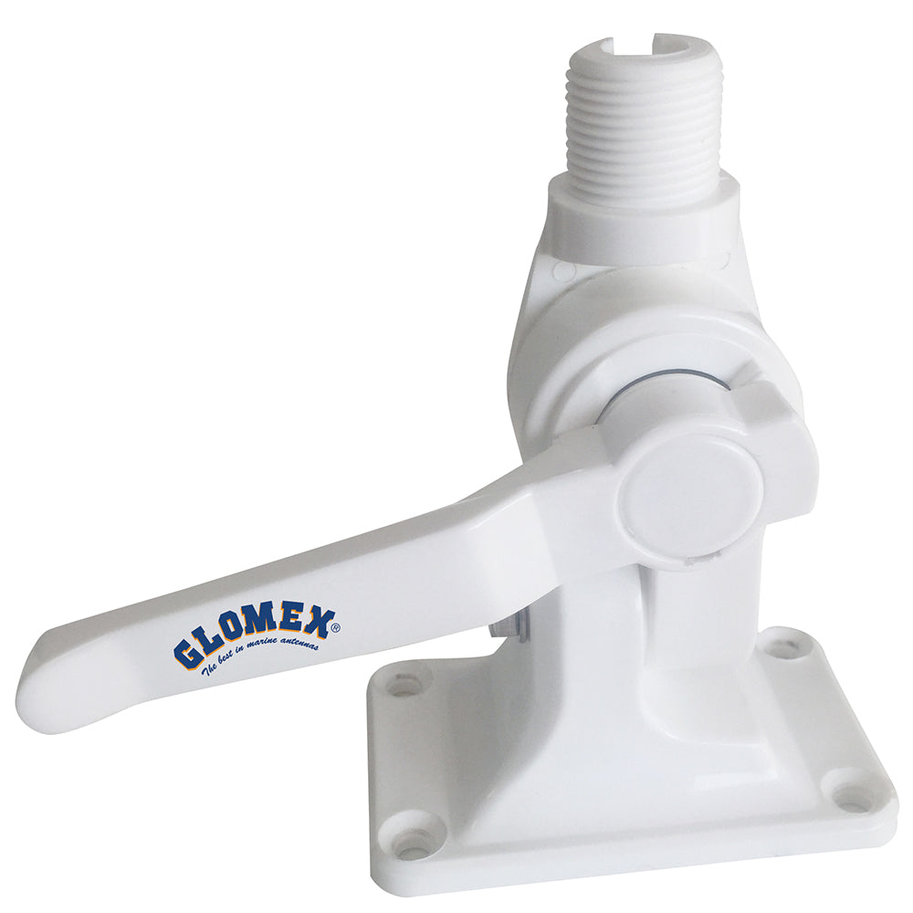 Glomex 4-Way Nylon Heavy-Duty Ratchet Mount w/Cable Slot &amp; Built-In Coax Cable Feed-Thru 1"-14 Thread