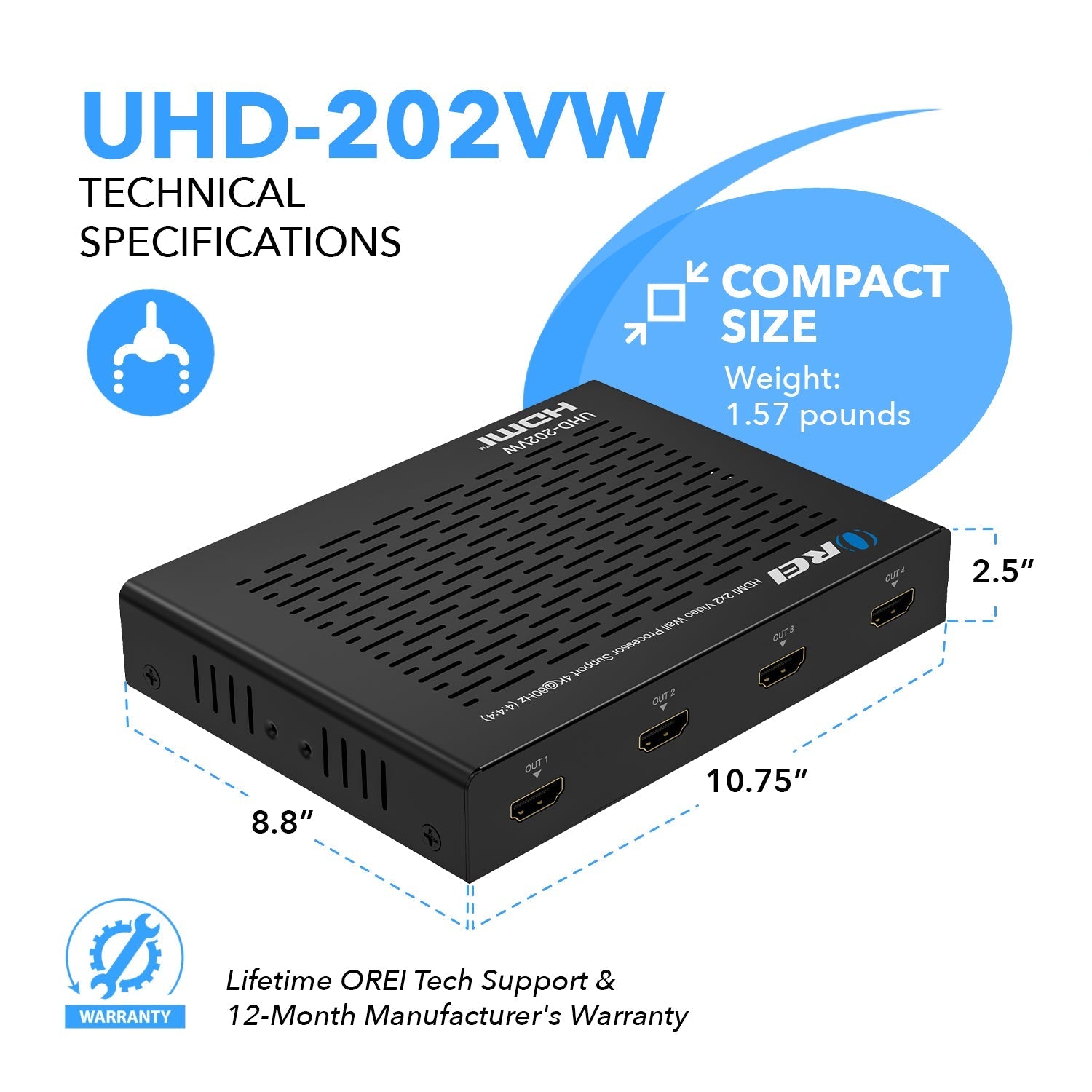 HDMI 2x2 Video Wall Controller 4K@60Hz (UHD-202VW)