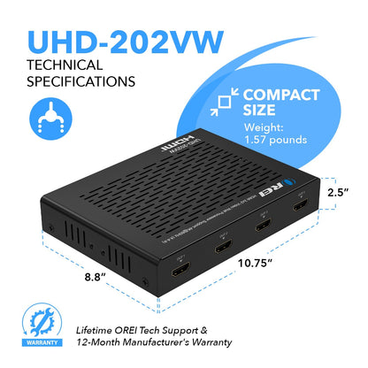 HDMI 2x2 Video Wall Controller 4K@60Hz (UHD-202VW)