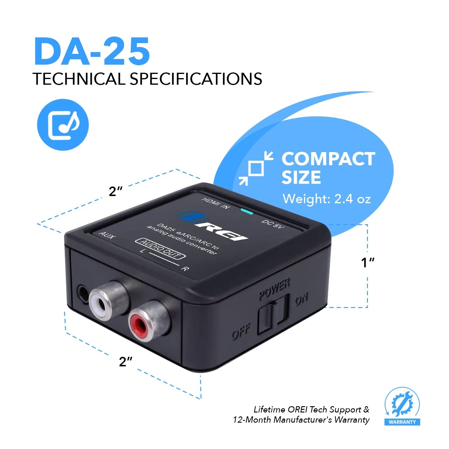 HDMI ARC/eARC to Analog Audio Converter (DA25)