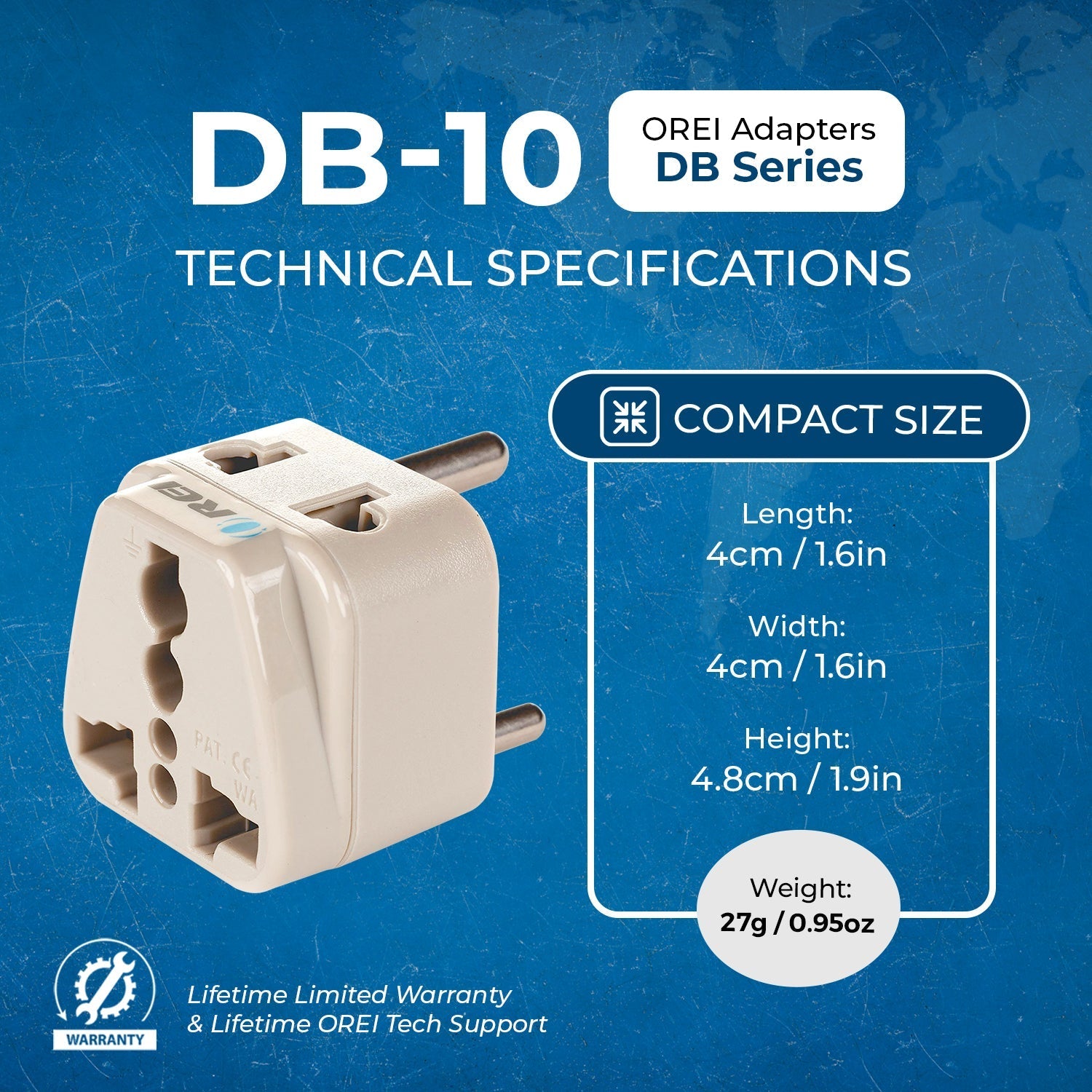 India, Nepal Travel Adapter - 2 in 1 - Type D - Compact Design (DB-10)